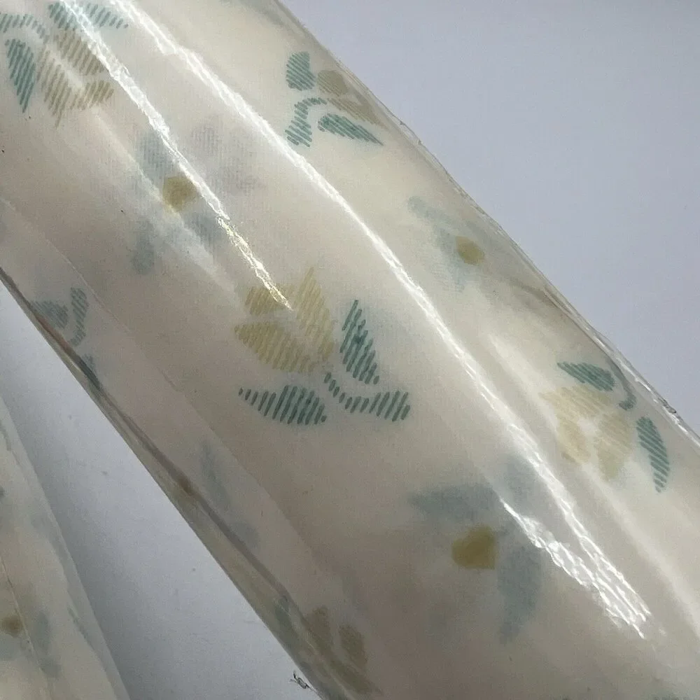 2 Vtg Rubbermaid Self Adhesive Shelf Liner Contact Paper Blue Green Flowers 80s